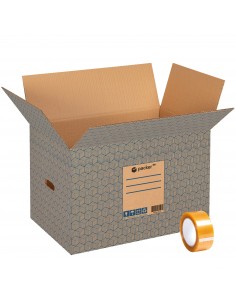 Pack 10 Cajas Carton para Mudanzas y Almacenaje 600x400x400mm Ultra Resistentes con Asas Packer PRO 100% ECO Box Cinta Adhesiva 